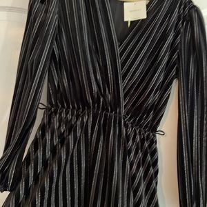 Long sleeve cocktail dress w/ vertical stripes